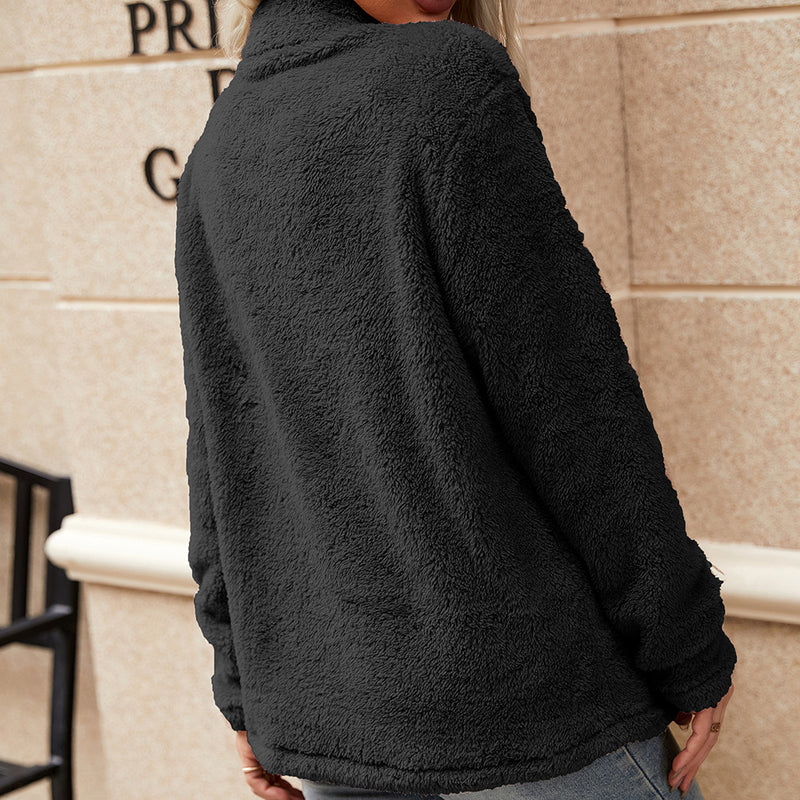 Half Zip Up Fleece Casual Sweatshirt