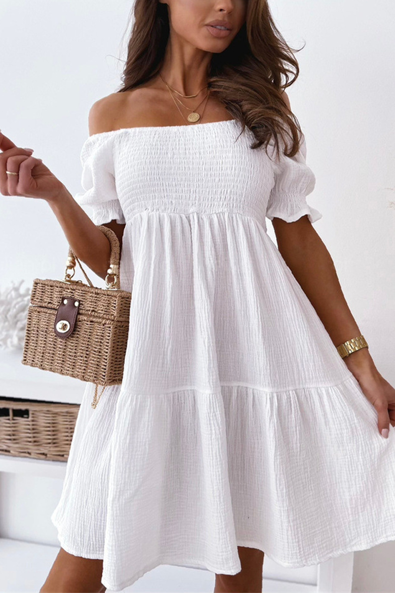 Enjoy The Days Off-shoulder Mini Dresses