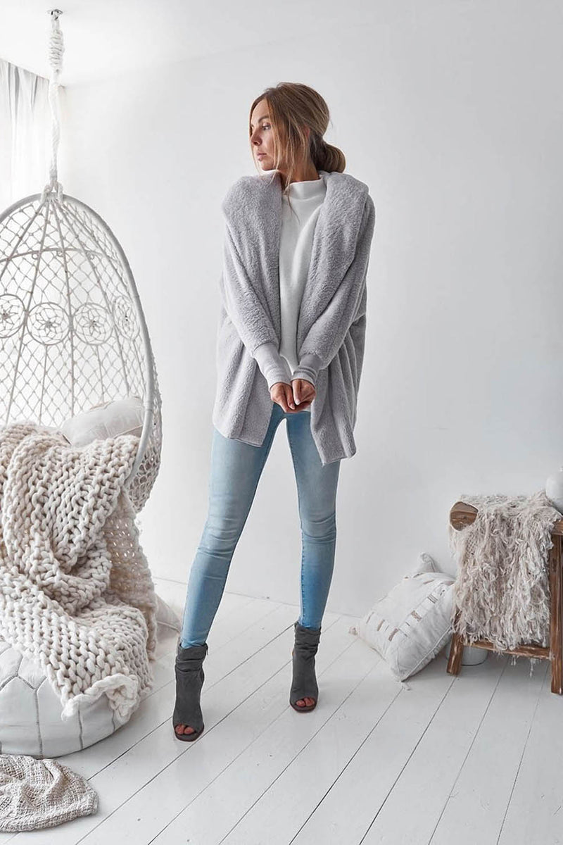 Long Sleeve Plain Hooded Sweater