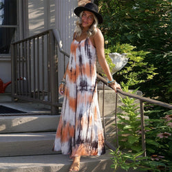 V-Neck Print Spaghetti Strap Boho Long Dresses