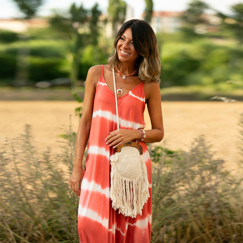 V-Neck Print Spaghetti Strap Boho Long Dresses