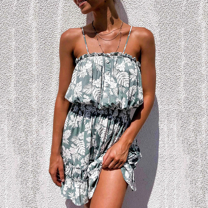 Floral Ruffle Hem Slip Dress