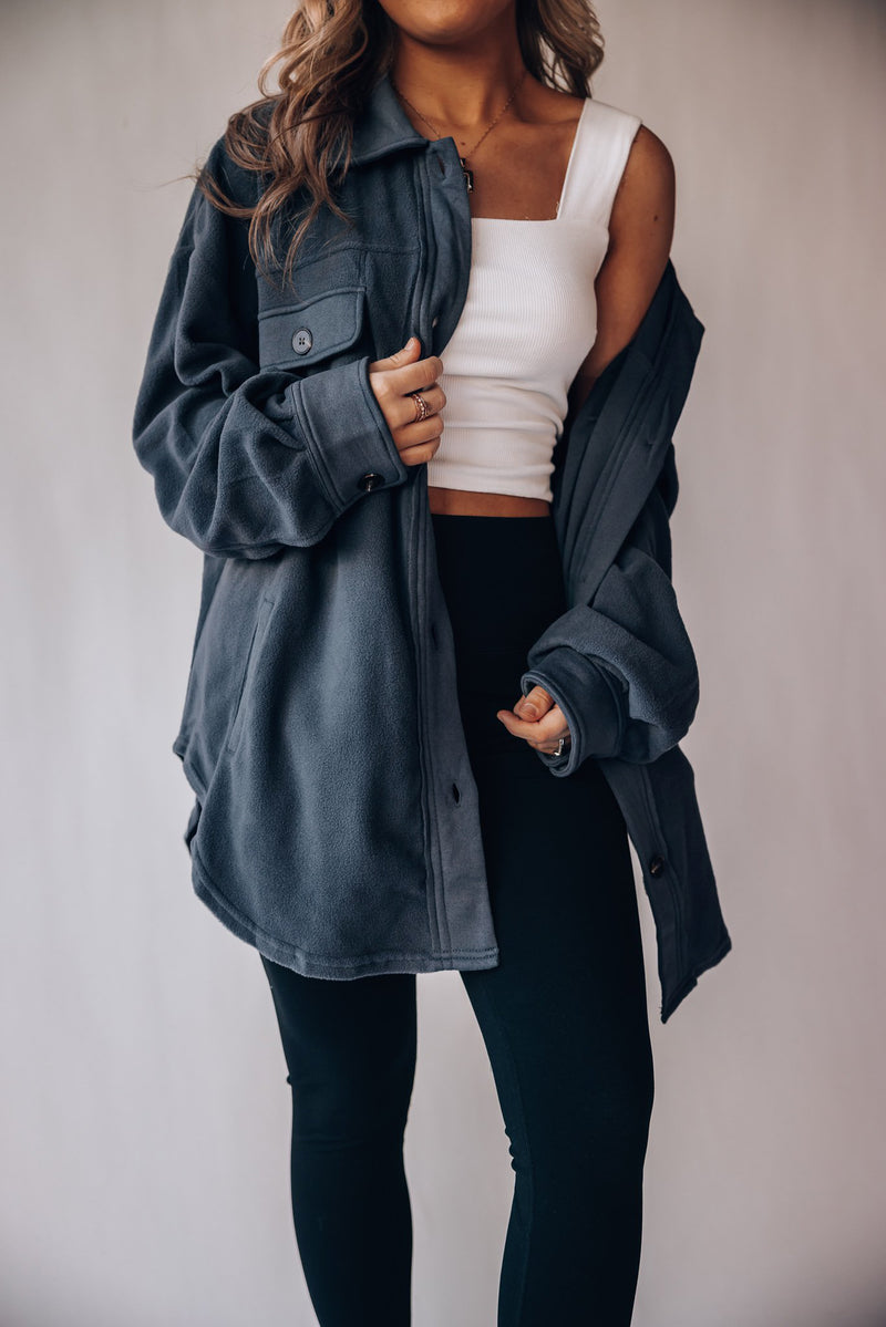 Collar Button Down Oversized Shirt Jacket