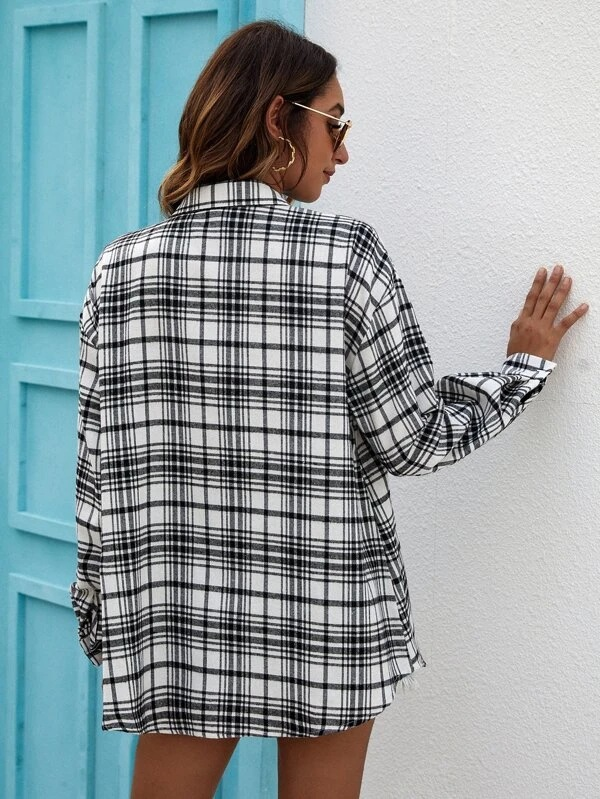 Casual Plaid Button Down Shirt Top