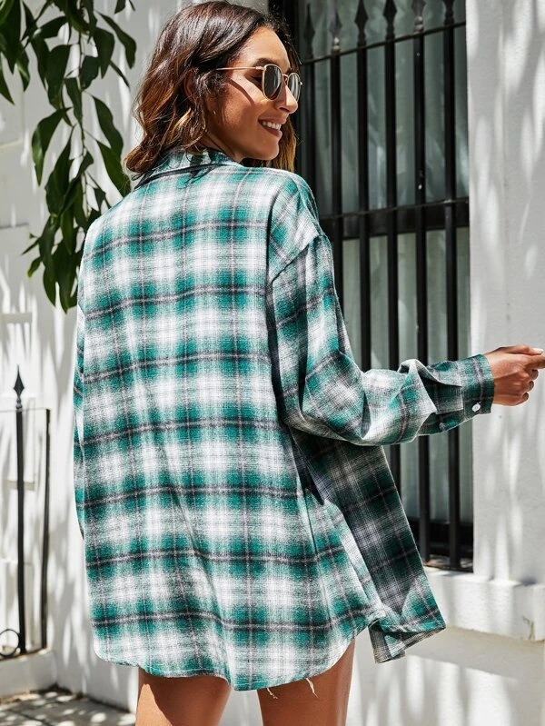 Casual Plaid Button Down Shirt Top