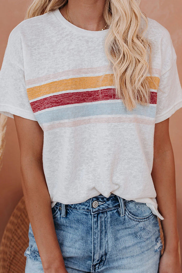 Multi Stripe Short Sleeve T Shirt