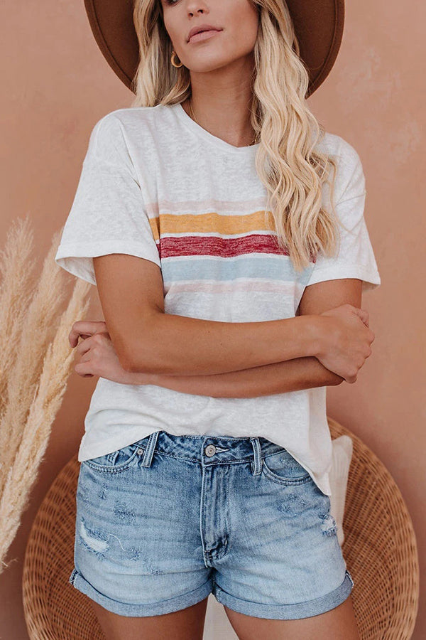 Multi Stripe Short Sleeve T Shirt