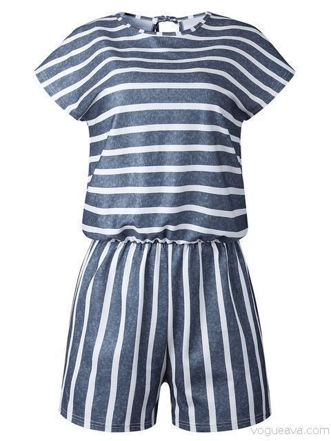 Stripes Print Casual Romper