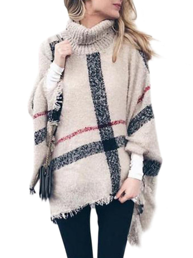 High Collar Tassel Cloak Loose Free Size Sweater