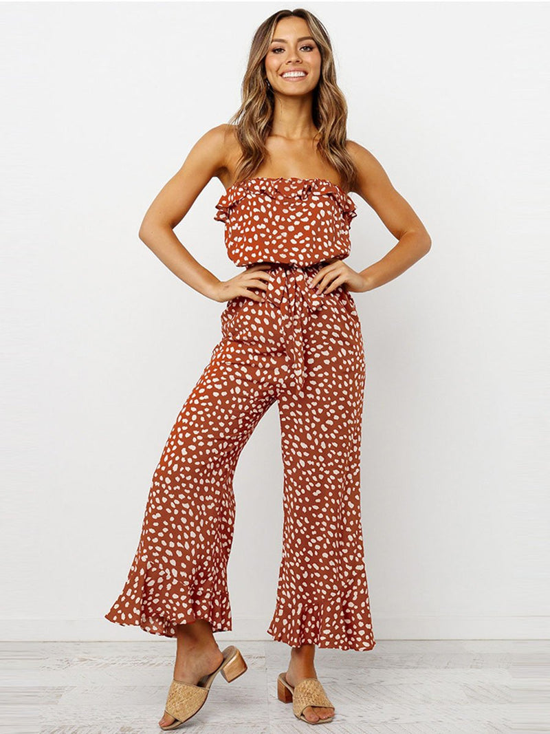 Off Shoulder Ruffle Jumpsuit