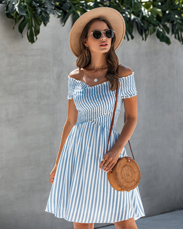 Women's Off Shoulder Stripe Dresses