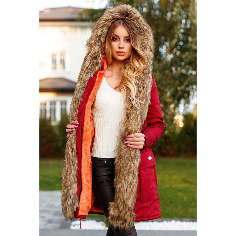 Womens Hooded Faux Fur Lined Warm Coats