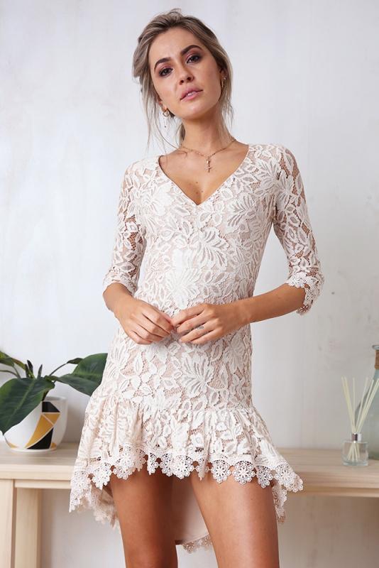 Women's Lace V-neck Mini Dress