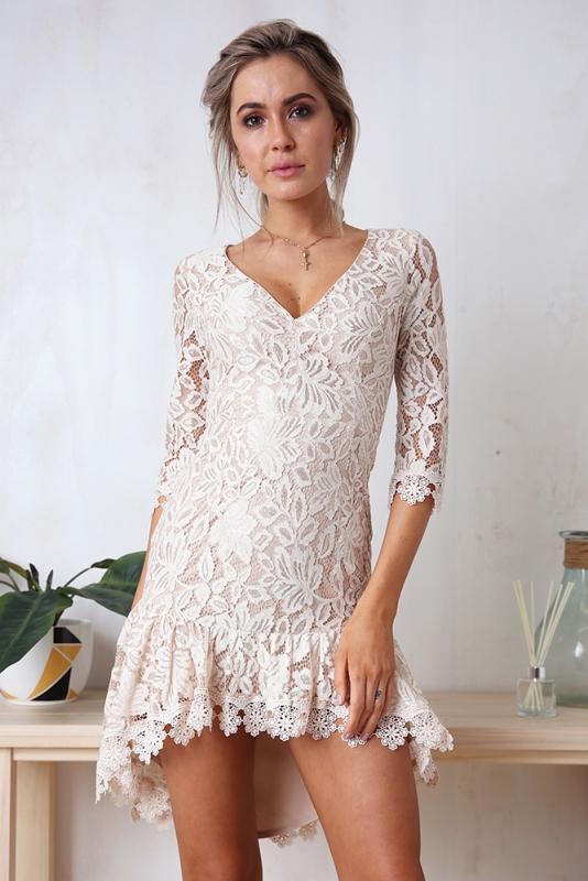 Women's Lace V-neck Mini Dress