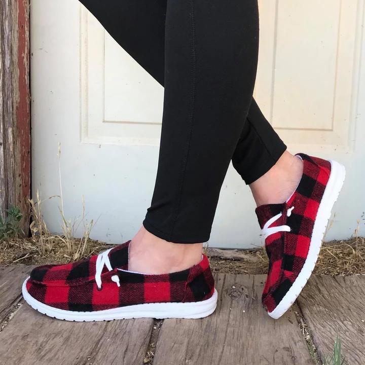 Buffalo Plaid Slip On Shoes