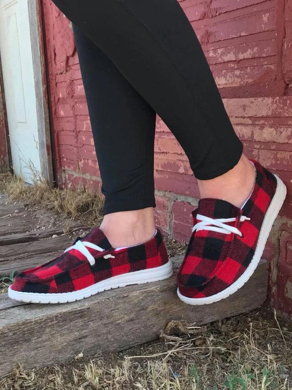 Buffalo Plaid Slip On Shoes