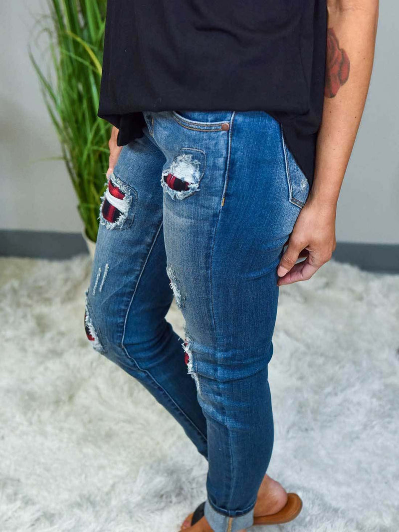 Skinny Leopard Patch Ripped Jeans