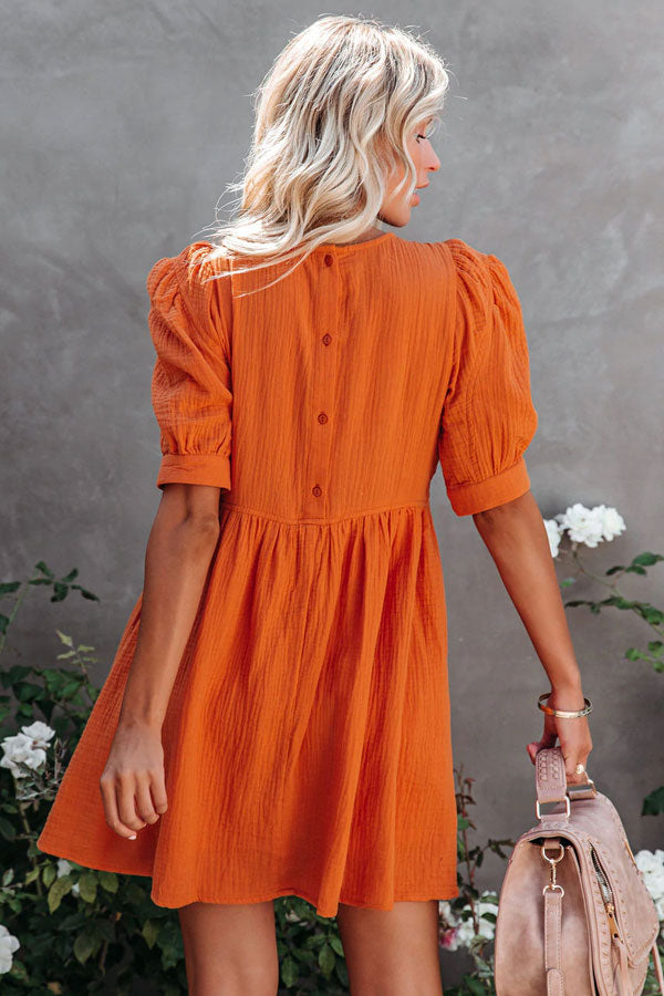 Amber Cotton Pocketed Puff Sleeve Dress