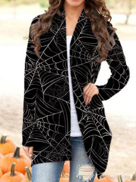 Halloween Spider Web Print Cardigan