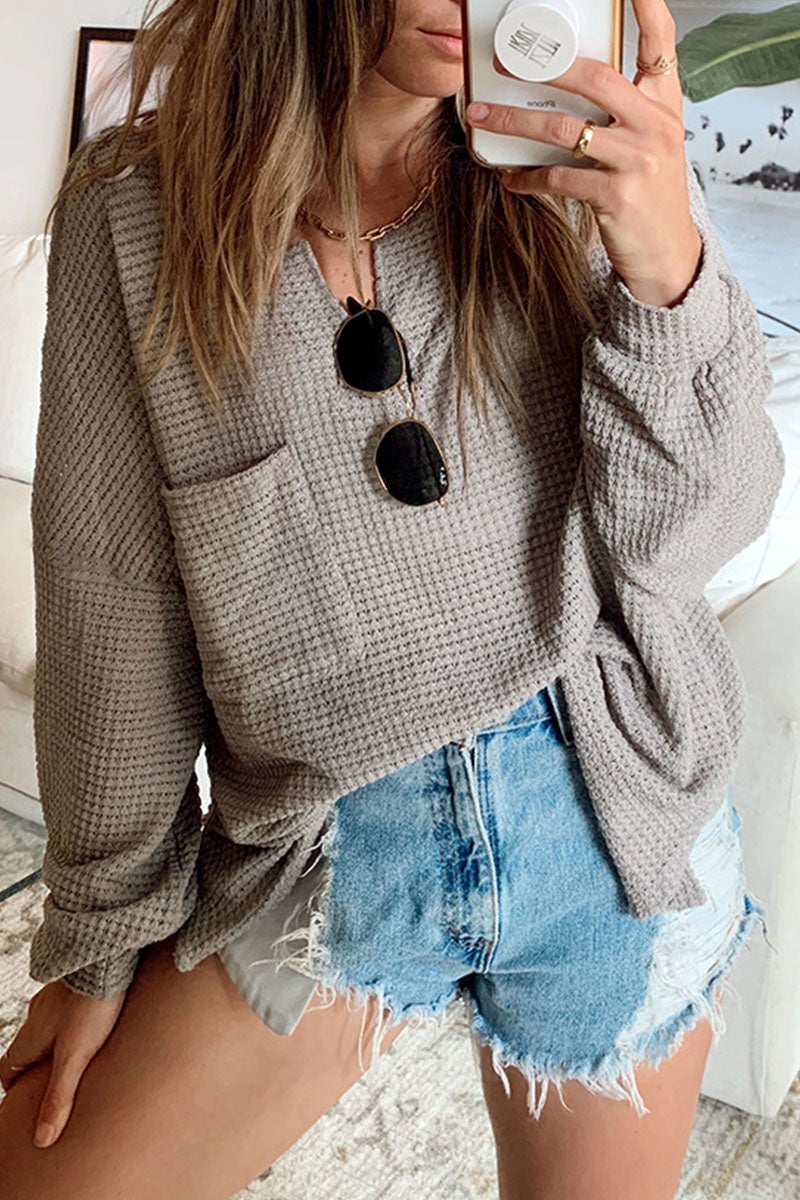 Fashion Casual Solid V Neck Tops