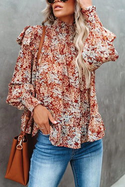 Fashion Street Print Patchwork Turtleneck Blouses