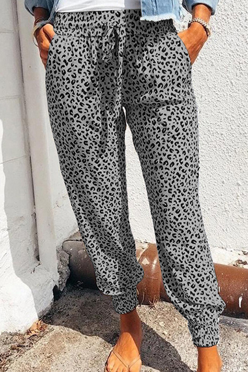 Casual Street Leopard Basic Loose Full Print Bottoms