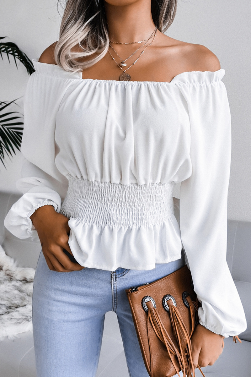 Fashion Elegant Split Joint Off the Shoulder Tops(5 colors)