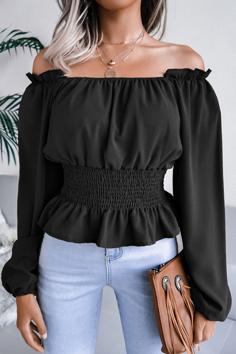 Fashion Elegant Split Joint Off the Shoulder Tops(5 colors)