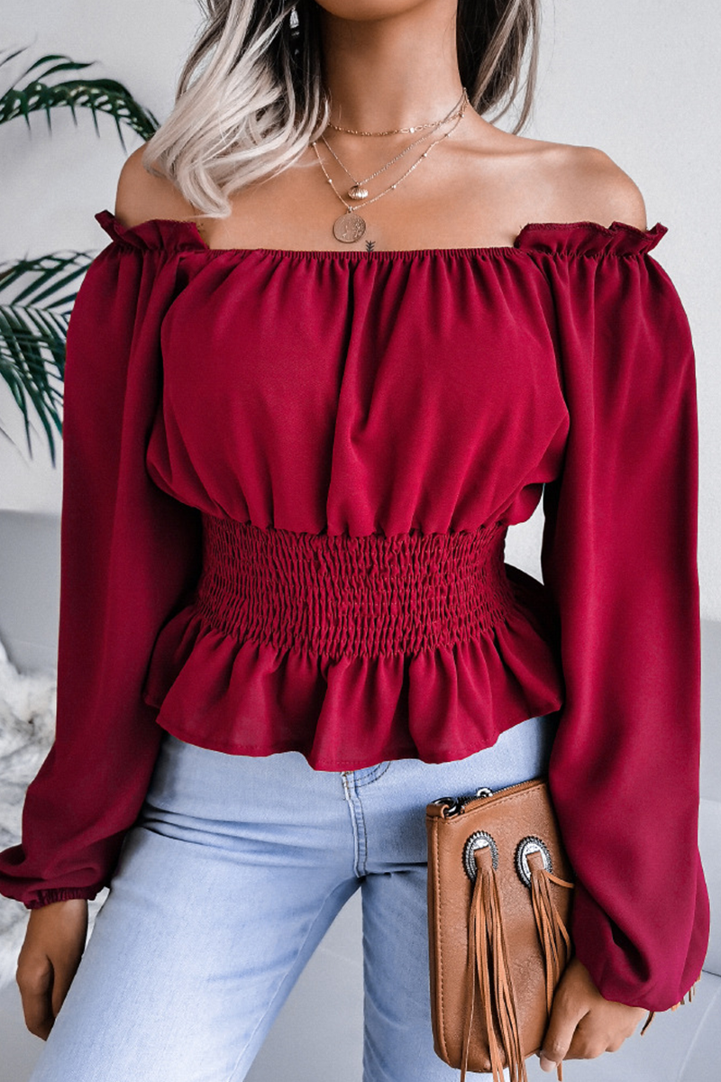 Fashion Elegant Split Joint Off the Shoulder Tops(5 colors)