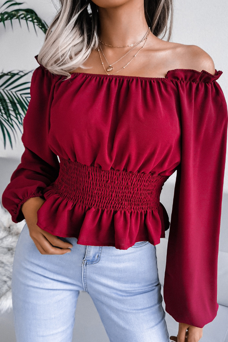 Fashion Elegant Split Joint Off the Shoulder Tops(5 colors)