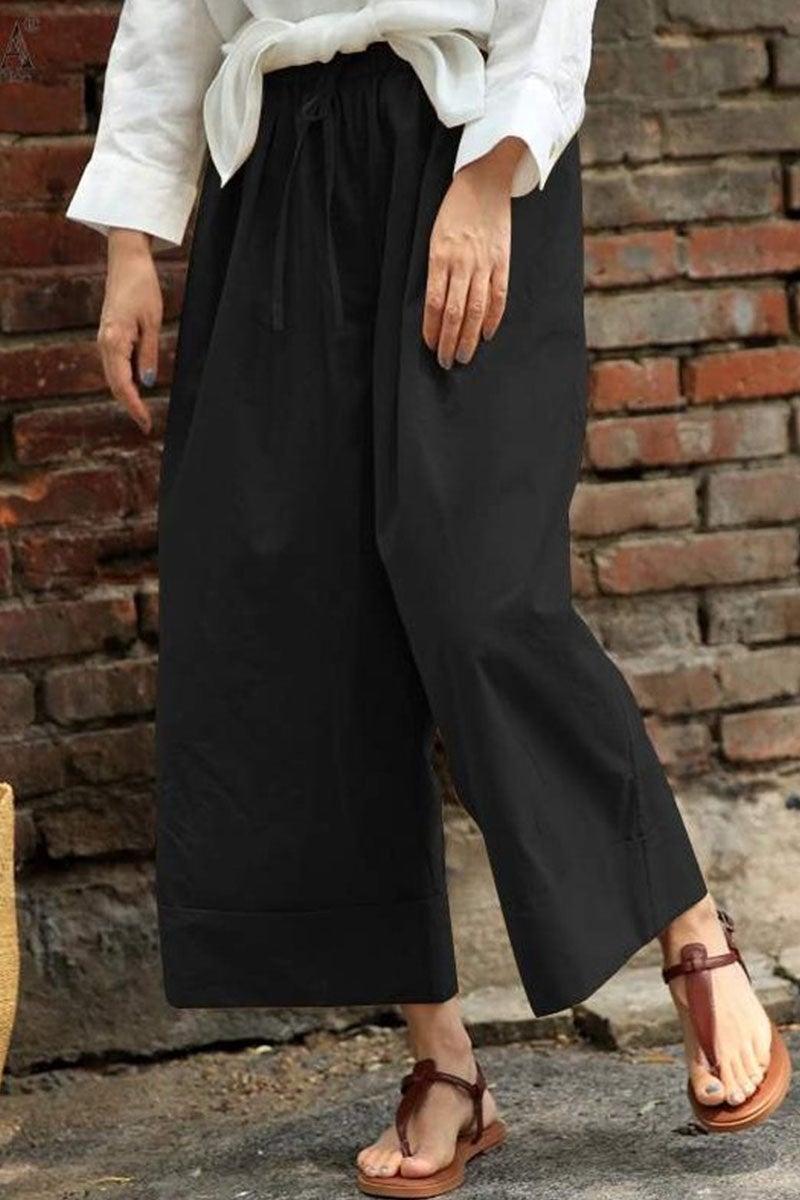 Fashion Casual Solid Split Joint Loose High Waist Wide Leg Bottoms