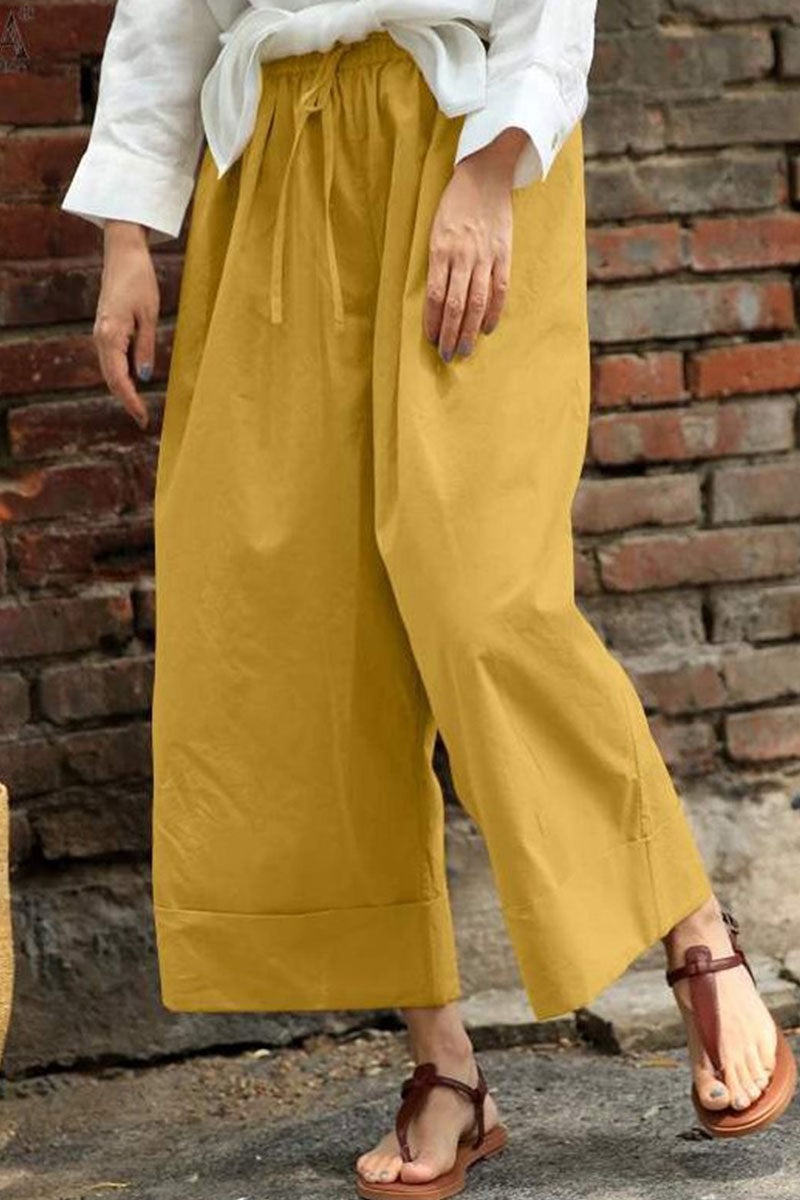 Fashion Casual Solid Split Joint Loose High Waist Wide Leg Bottoms