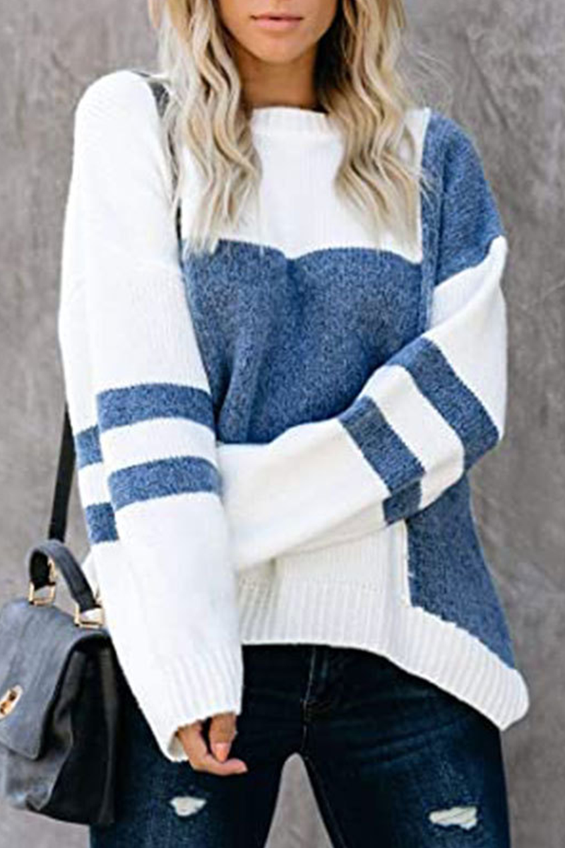 Color Block O Neck Sweater