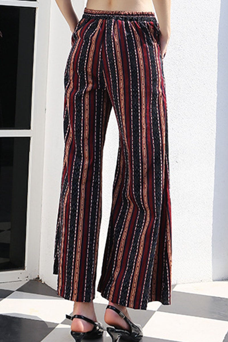 Fashion Casual Print Split Joint Loose High Waist Wide Leg Bottoms