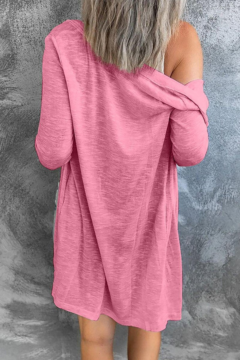 Fashion Casual Solid Split Joint V Neck Tops