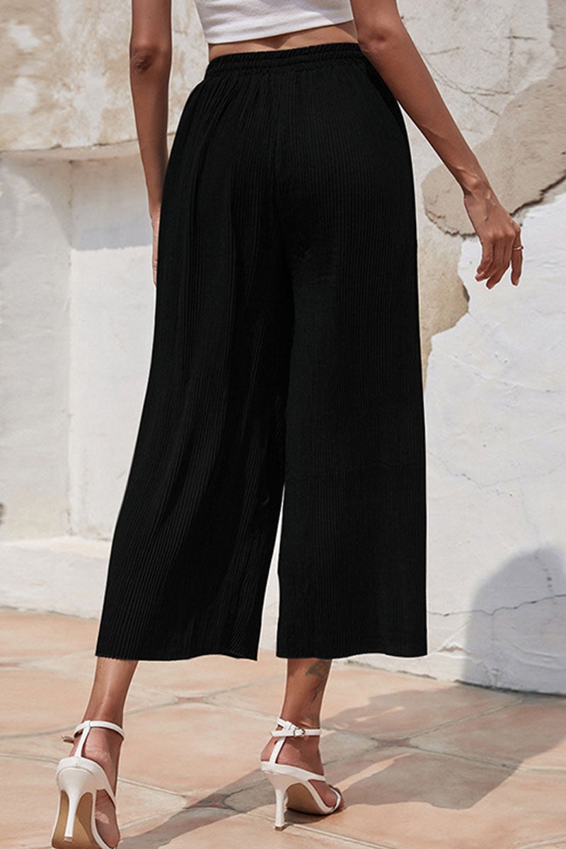 Fashion Casual Solid Split Joint Loose High Waist Wide Leg Bottoms