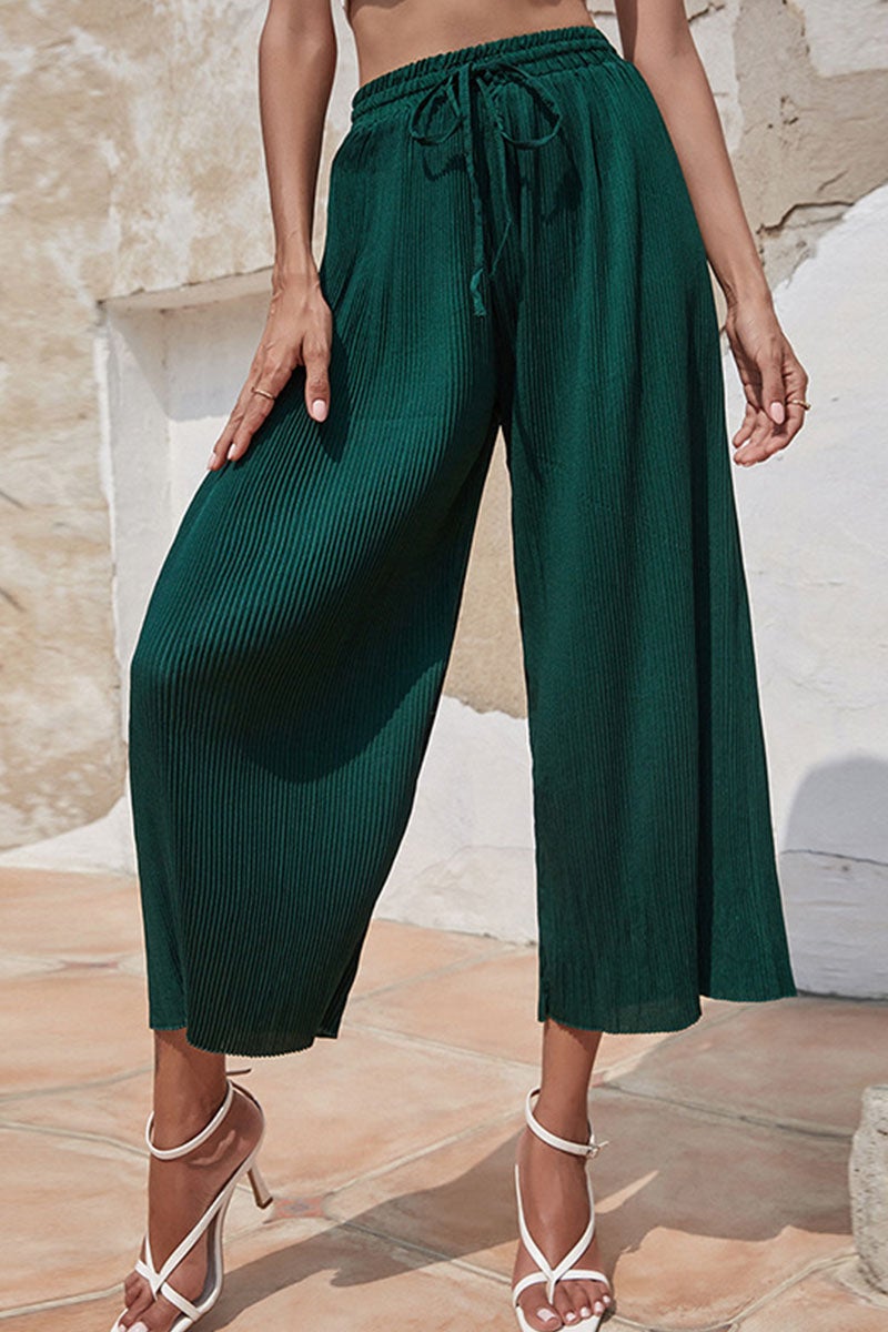 Fashion Casual Solid Split Joint Loose High Waist Wide Leg Bottoms