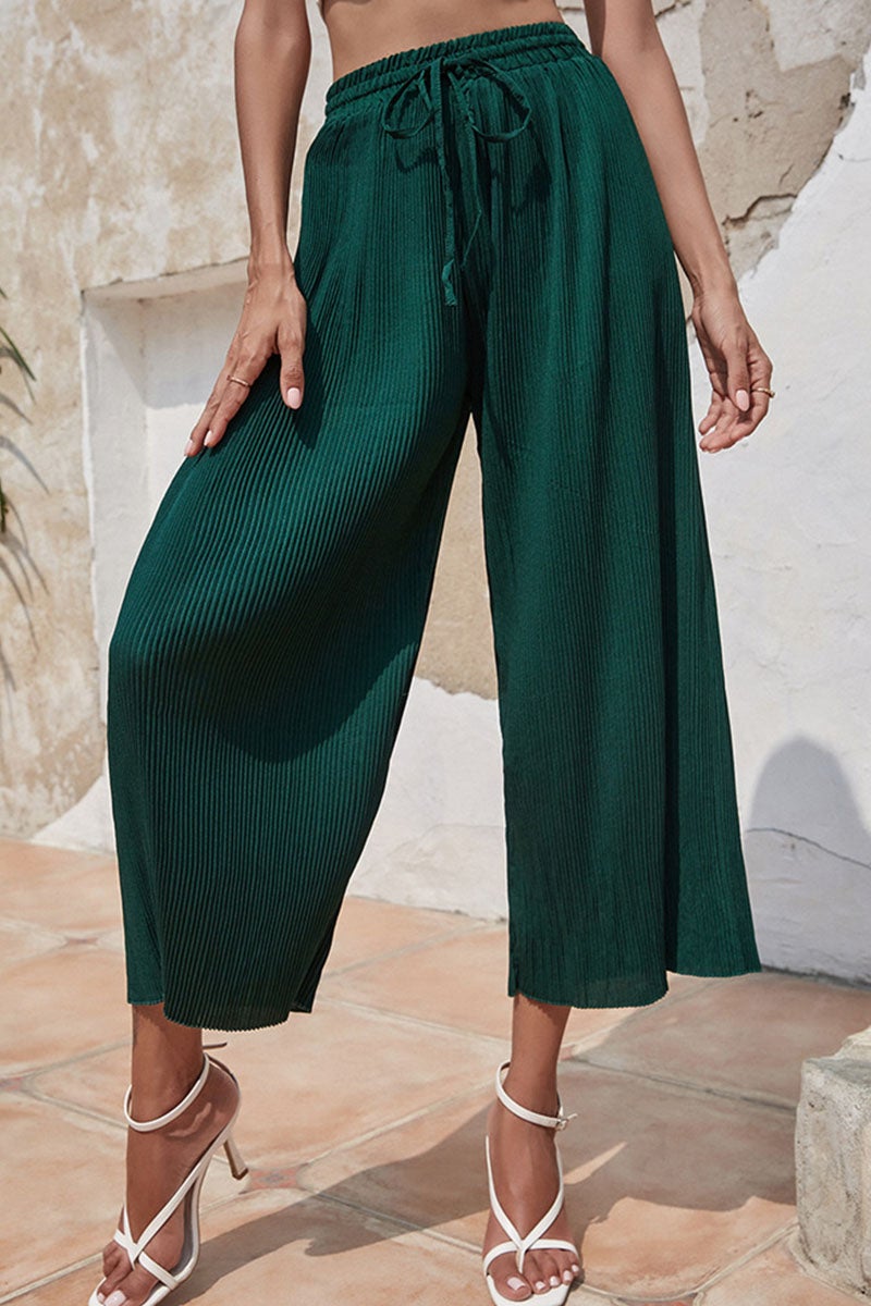 Fashion Casual Solid Split Joint Loose High Waist Wide Leg Bottoms