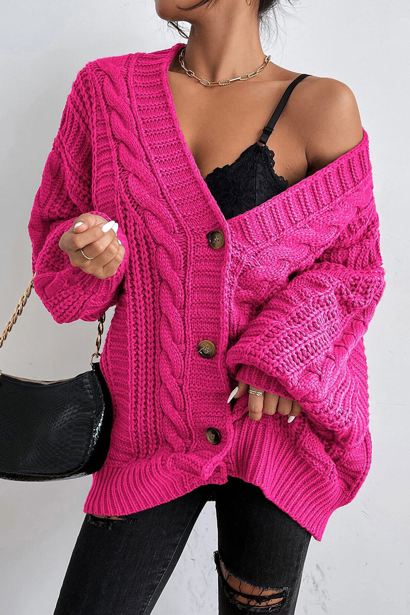 Button Front Cable Knit Cardigans