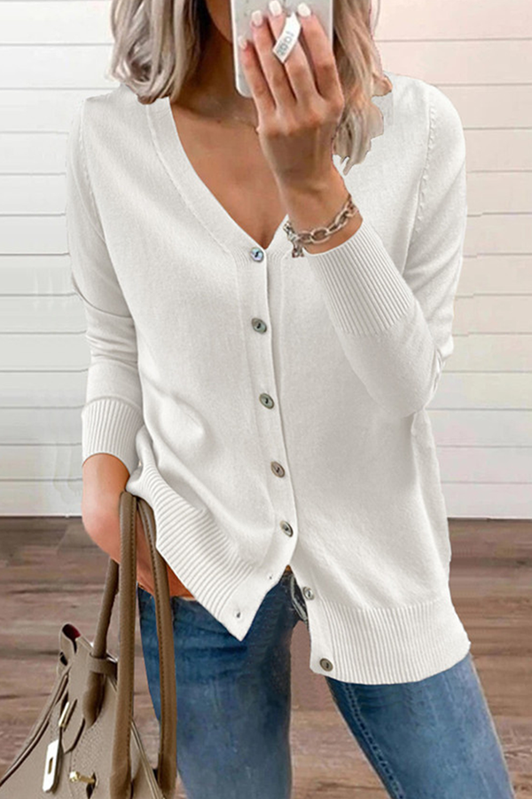 Solud Button V Neck Cardigan