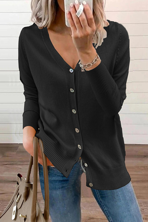 Solud Button V Neck Cardigan