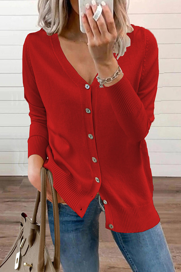 Solud Button V Neck Cardigan