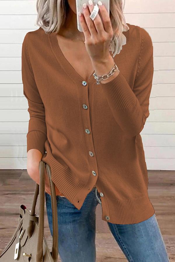 Solud Button V Neck Cardigan