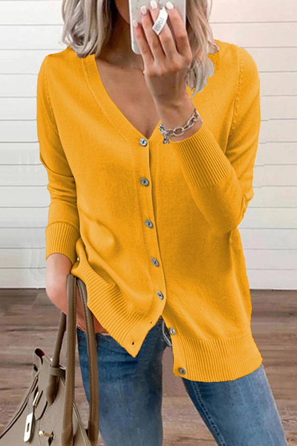 Solud Button V Neck Cardigan