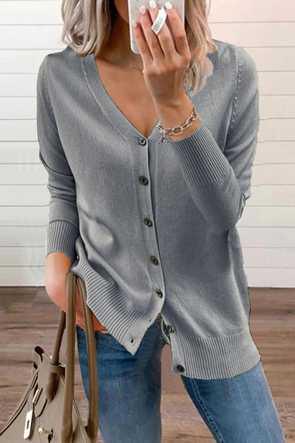 Solud Button V Neck Cardigan