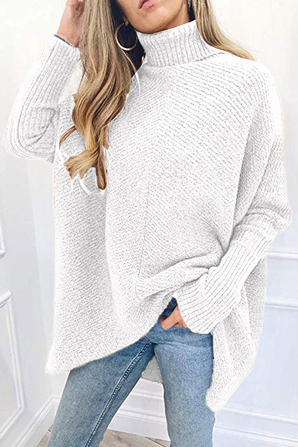 Casual Solid Split Joint Basic Turtleneck Tops Sweater（7 colors）