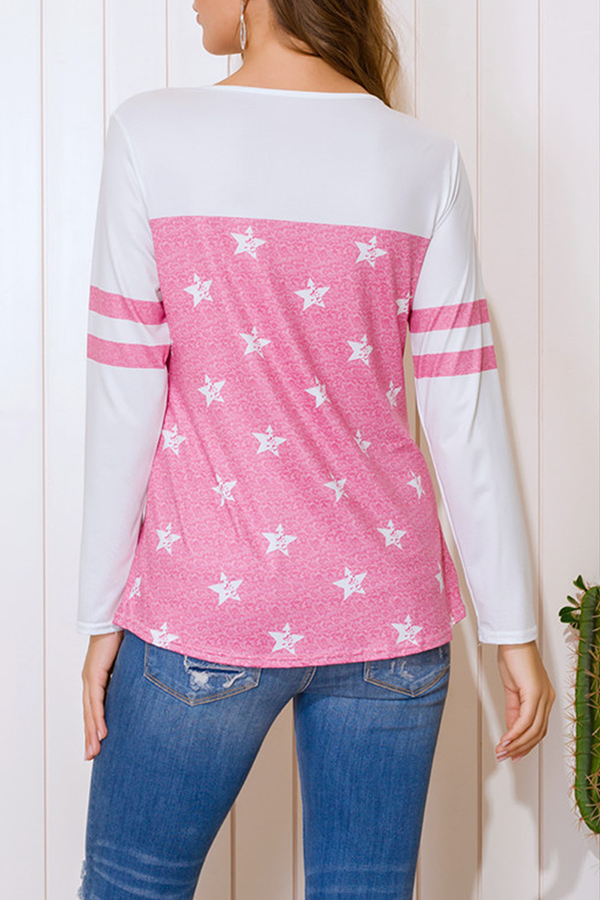 Casual The stars Split Joint Cross Straps O Neck Tops(4 colors)