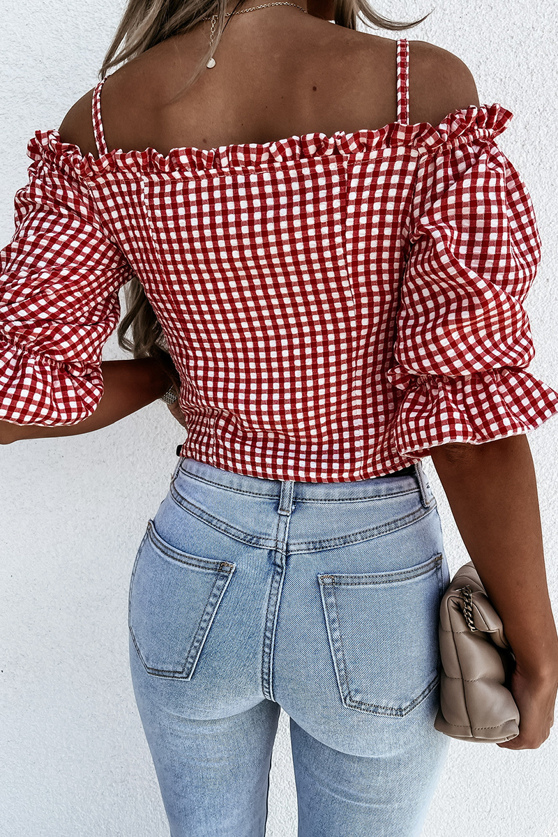 Casual Plaid Spaghetti Strap Tops