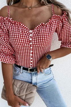 Casual Plaid Spaghetti Strap Tops