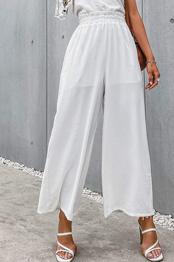 Casual Solid Patchwork Loose High Waist Wide Leg Solid Color Bottoms